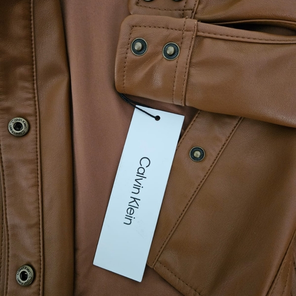 NWT Calvin Klein Faux Leather Jacket Size M - Picture 8 of 10